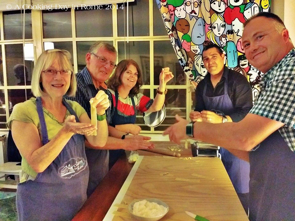 Showing off our pasta making skills.  Photo courtesy of Chef David. 